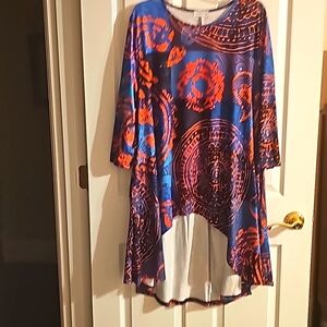 Nuggles 2x hi lo top, red, blue, EUC, only worn once, just too big for me